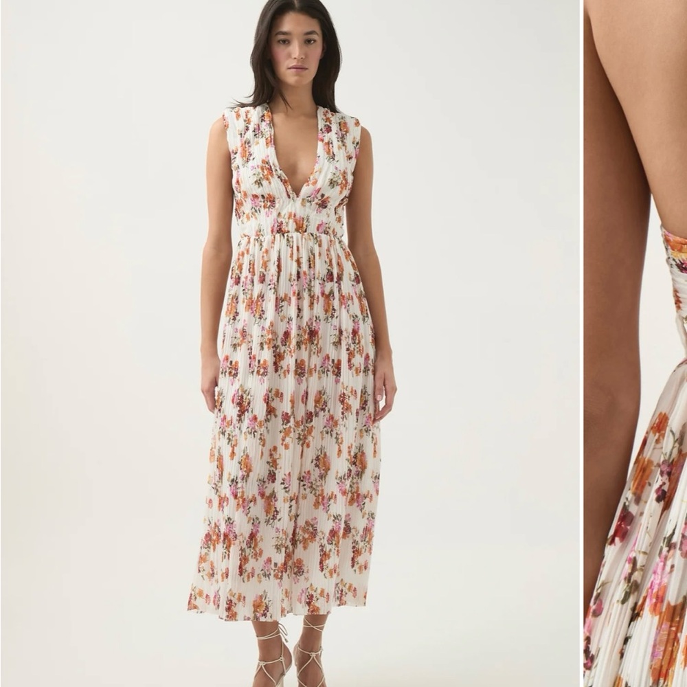 Aje Red Pleated Sundress for Wedding Guest